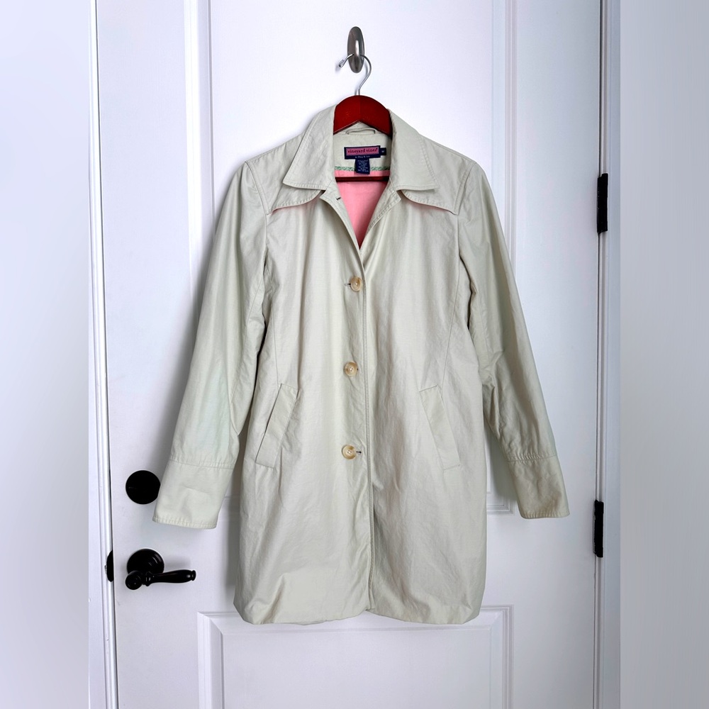 Vineyard Vines Women's Light Tan Single-Breasted Trench Coat - Size M